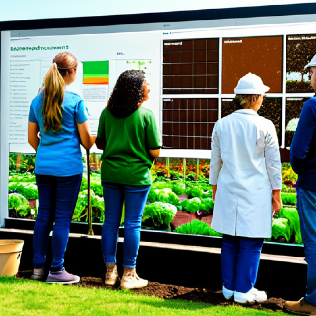 Community Garden Data Visualization**
"A diverse group of community members, fully clothed in gardening attire, gathered around a large data visualization display showing soil composition analysis, appropriate content, safe for work, perfect anatomy, natural proportions, modest dress, professional photography, bright daylight, friendly atmosphere, focused on data."
**